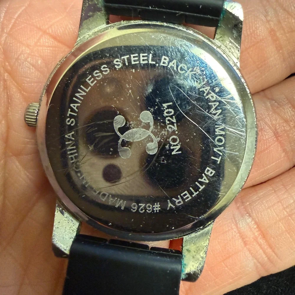 Quartz Multi-Function Watch Black Dial Crystal Bezel Black Rubber Strap No. 2201